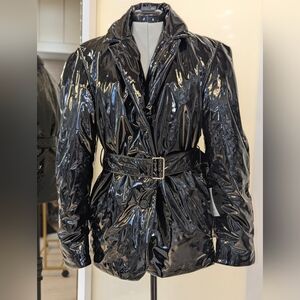 Philosophy Di Lorenzo Serafini Women's Black Patent Puffer Coat, Size M